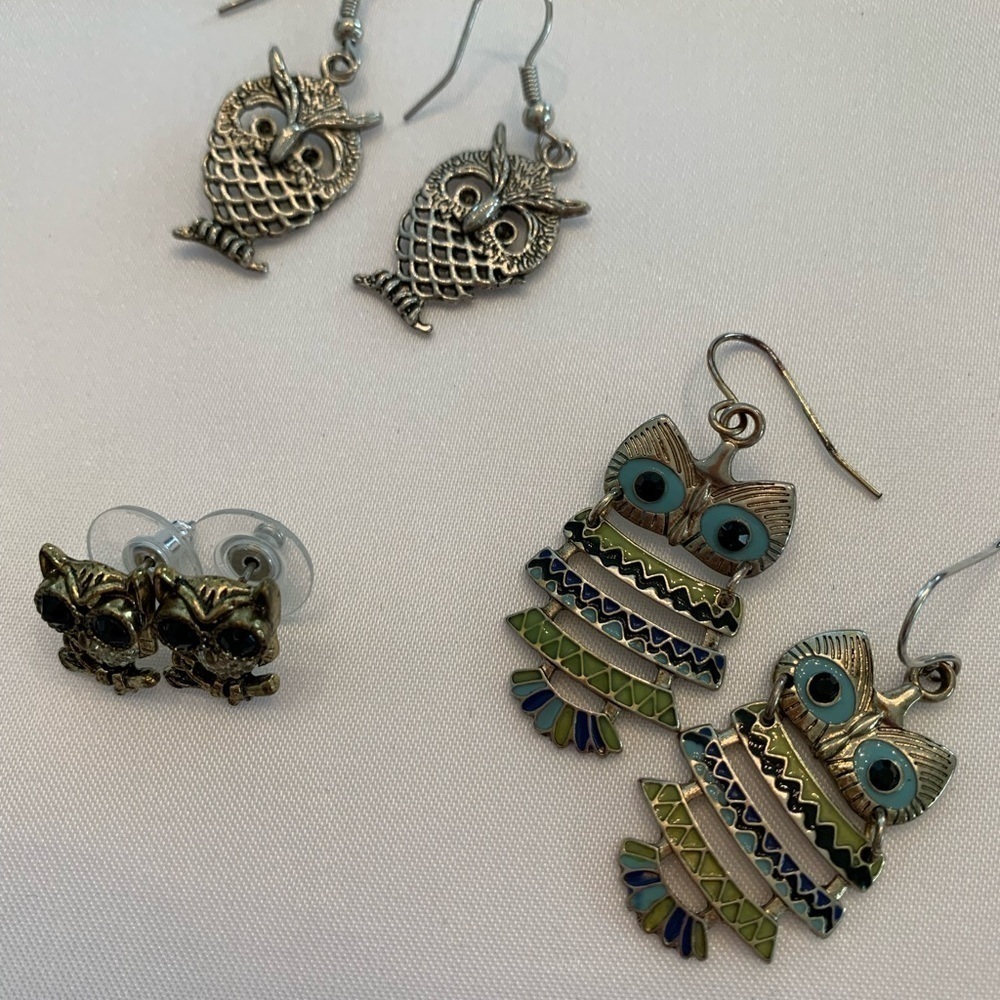 3 pierced earring sets of cute owls.  1. Post 2 other. Collection all one price